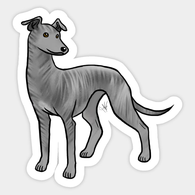 Dog - Whippet - Blue Brindle Sticker by Jen's Dogs Custom Gifts and Designs